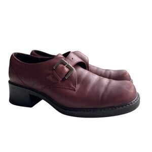 Vintage 90s Bass Chunky Monk Strap Oxford Loafer in Burgundy Size 8.5